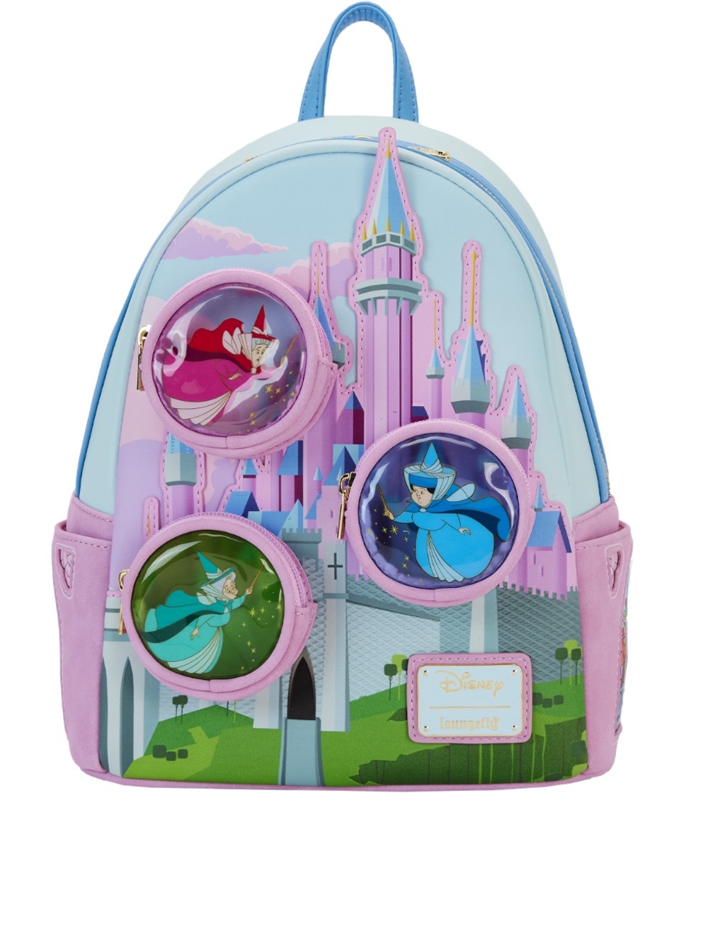 Loungefly Sleeping Beauty Castle Three Good Fairies Stained Glass Mini Backpack